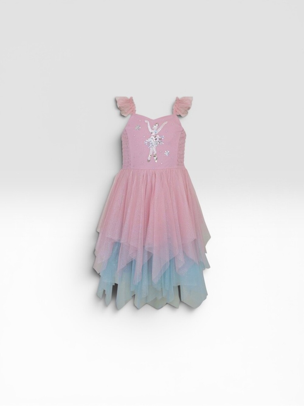 Zunie Girls Pink Ombré Sequin Glitter Tutu Party Knee Length Dress Size 6